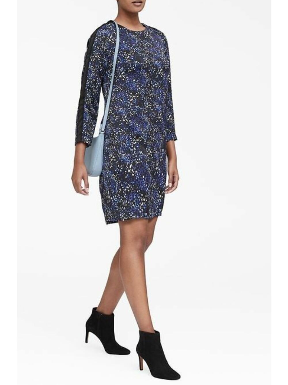 Banana Republic Blue Print Long Sleeve Shift Dress // 4